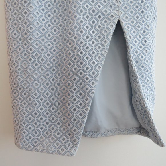 NICHOLAS Baby Blue Lace Eyelet Cut Out Pencil Dress - Size US 4 - Picture 9 of 16
